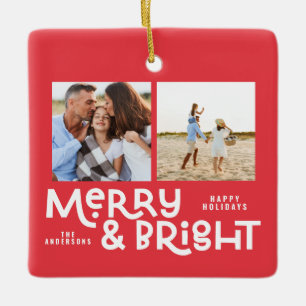 Modern minimal typografi 2 bild jul julgransprydnad keramik