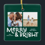Modern minimal typografi 2 fotojulklapp julgransprydnad keramik<br><div class="desc">Allt kanske inte är lugn,  men allt kan fortfarande vara ljust med denna roligt moderna,  färgstarka julkort. Med utrymme för 2 kvadratfotografier,  tillgängligt i ett urval av färg.</div>