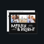 Modern minimal typografi 3 bild Juldag roligt Helg Vykort<br><div class="desc">Allt kanske inte är lugn,  men allt kan fortfarande vara ljust med denna roligt moderna,  färgstarka julkort. Med utrymme för 3 kvadratfotografier,  tillgängligt i ett urval av färg.</div>