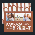 Modern minimal typografi 3 bild Juldag roligt Julkort<br><div class="desc">Allt kanske inte är lugn,  men allt kan fortfarande vara ljust med denna roligt moderna,  färgstarka terracotta bruna,  naturliga julkort. Med utrymme för 3 kvadratfotografier,  tillgängligt i ett urval av färg.</div>