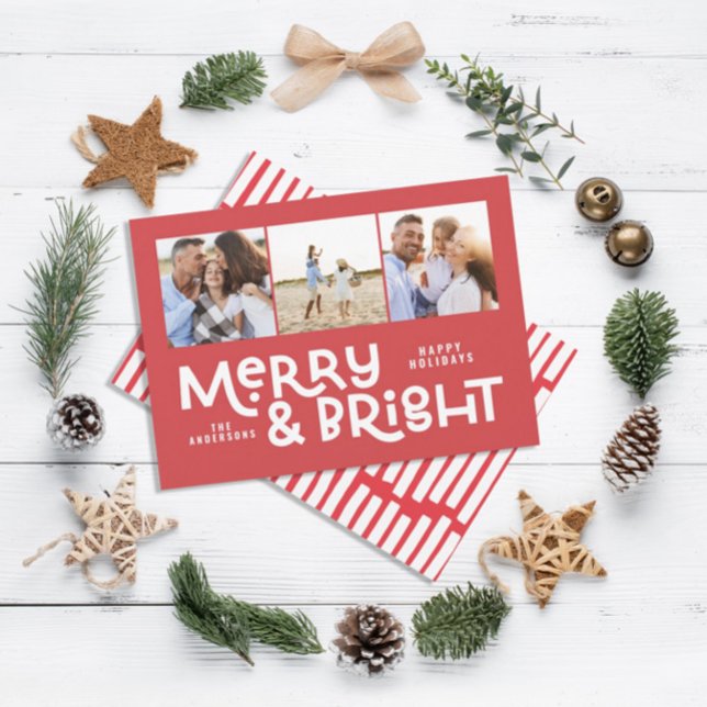 Modern minimal typografi 3 bild Juldag roligt Julkort (Skapare uppladdad)