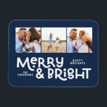 Modern minimal typografi 3 bild Juldag roligt Magnet<br><div class="desc">Allt kanske inte är lugn,  men allt kan fortfarande vara ljust med denna roligt moderna,  färgstarka julkort. Med utrymme för 3 kvadratfotografier,  tillgängligt i ett urval av färg.</div>