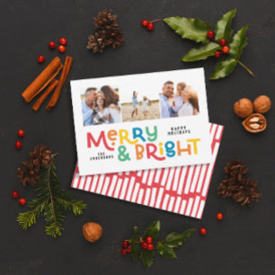 Modern minimal typografi 3 bild Juli roligt Ho Julkort