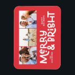 Modern minimal typografi 3 bild Juli roligt Ho Magnet<br><div class="desc">Allt kanske inte är lugn,  men allt kan fortfarande vara ljust med denna roligt moderna,  färgstarka julkort. Med utrymme för 3 kvadratfotografier,  tillgängligt i ett urval av färg.</div>