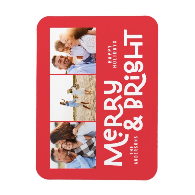 Modern minimal typografi 3 bild Juli roligt Ho Magnet (Vertikal)