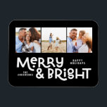 Modern minimal typografi 3 bild Juli roligt M Magnet<br><div class="desc">Allt kanske inte är lugn,  men allt kan fortfarande vara ljust med denna roligt moderna,  färgstarka julkort. Med utrymme för 3 kvadratfotografier,  tillgängligt i ett urval av färg.</div>