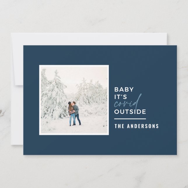 Modern minimal typografi, baby, är ett levande fot julkort (Framsida)