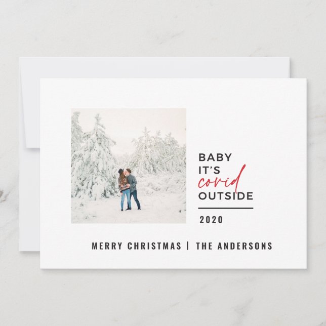 Modern minimal typografi, baby, är ett levande fot julkort (Framsida)