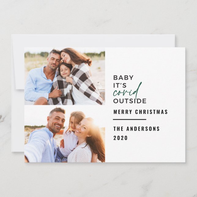 Modern minimal typografi, baby, är ett levande fot julkort (Framsida)