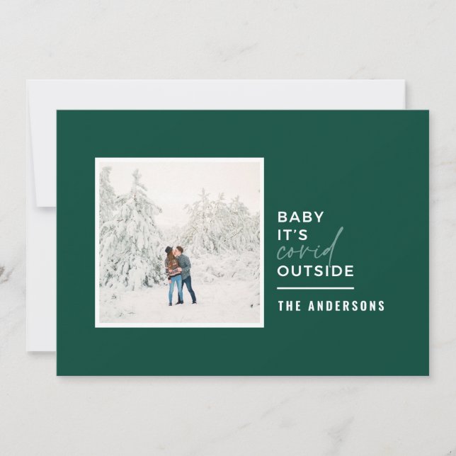 Modern minimal typografi, baby, är ett levande fot julkort (Framsida)