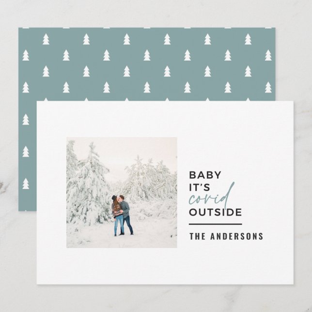 Modern minimal typografi, baby, är ett levande fot julkort (Fram/baksida)