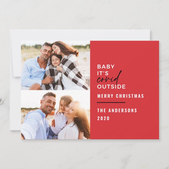 Modern minimal typografi, baby, är ett levande fot julkort (Framsida)