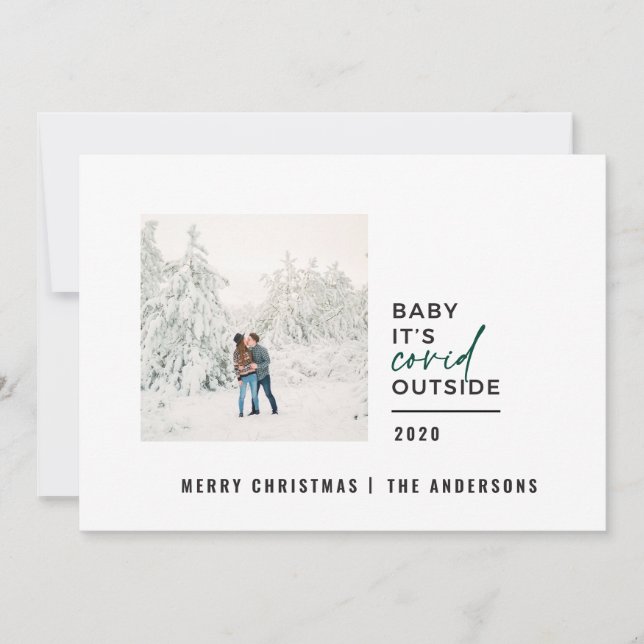 Modern minimal typografi, baby, är ett levande fot julkort (Framsida)