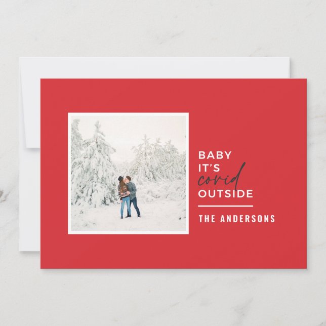 Modern minimal typografi, baby, är ett levande fot julkort (Framsida)