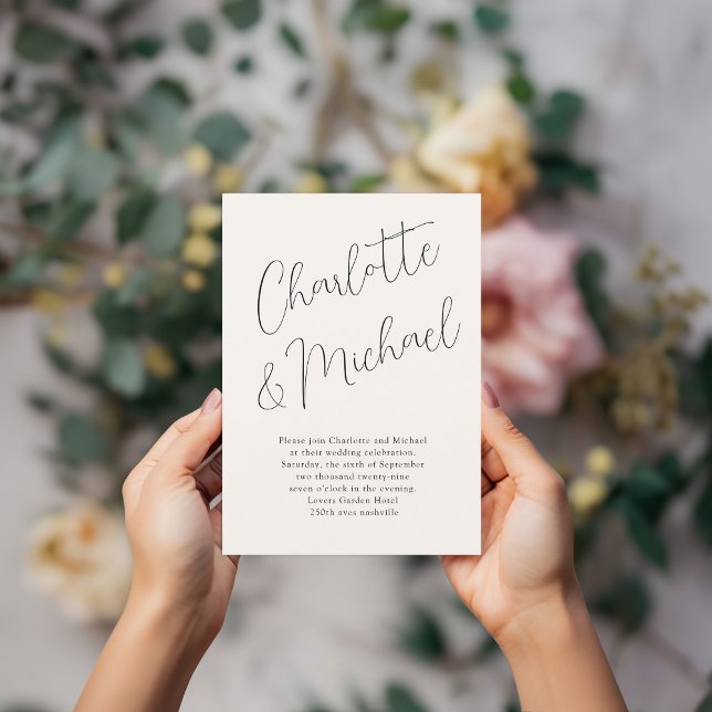 Modern, minimal, typografi, Bröllop Inbjudningar (Modern, Minimal, Typography, Wedding Invitation.)