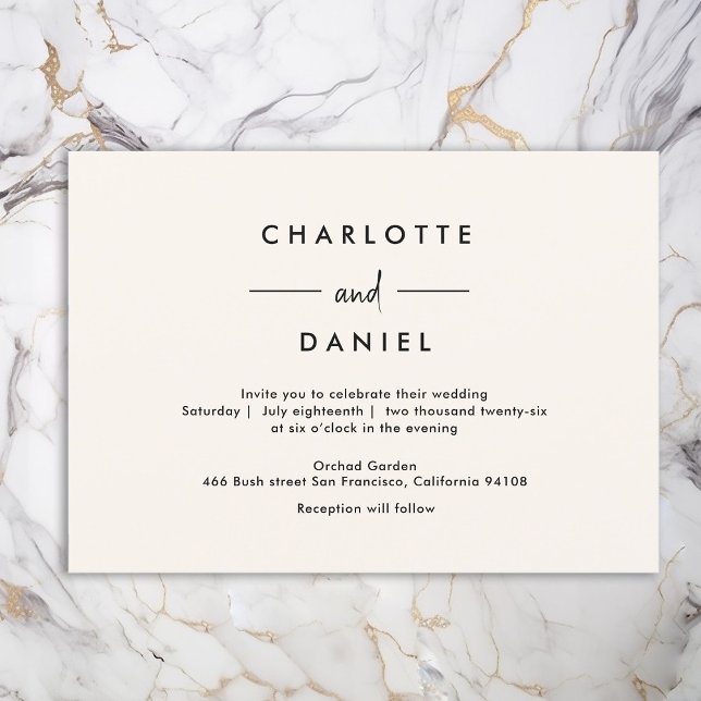 Modern, minimal, typografi, bröllopsinbjudan inbjudningar (Skapare uppladdad)