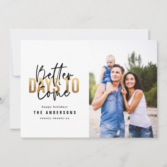 Modern minimal typografi chic guld jul julkort (Framsida)