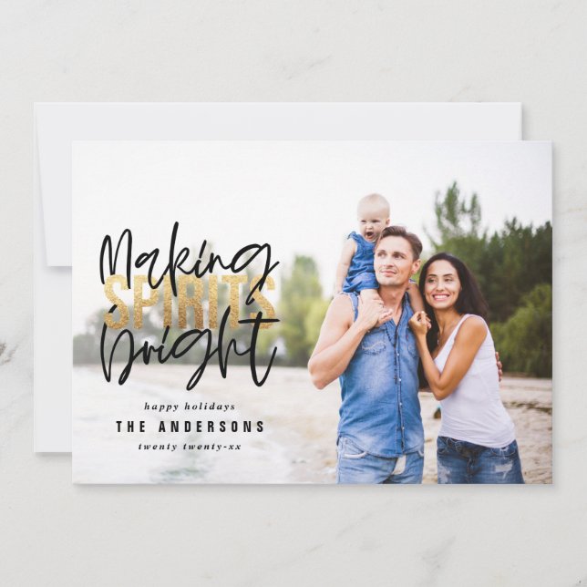 Modern minimal typografi chic guld jul julkort (Framsida)