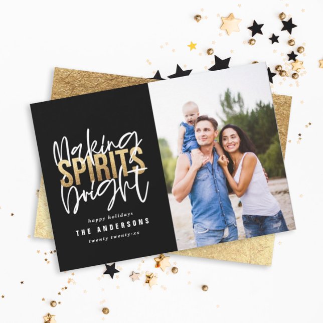 Modern minimal typografi chic guld jul julkort (Skapare uppladdad)