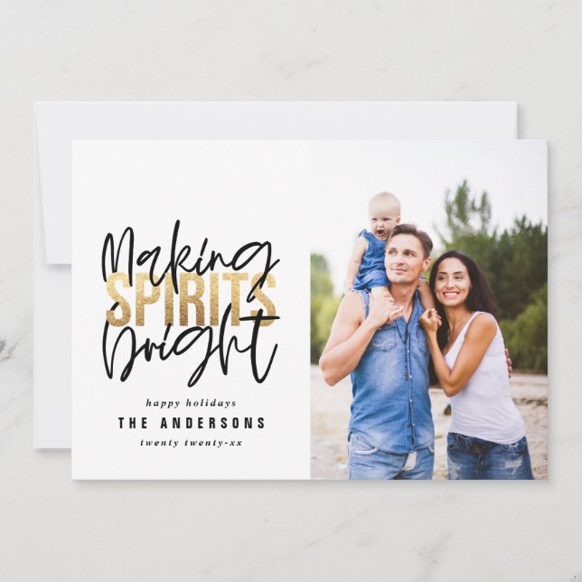 Modern minimal typografi chic guld jul julkort (Framsida)