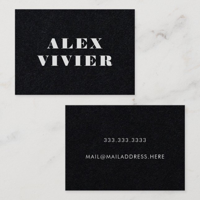 Modern minimal typografi - djup svart visitkort (Fram/baksida)