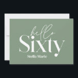 Modern minimal typografi enkel 60-årsdag inbjudningar<br><div class="desc">Modern enkel grönt för typografi och vit 60-årsinbjudan. En del av en contemporary.</div>