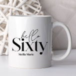 Modern minimal typografi enkel 60-årsdag kaffemugg<br><div class="desc">Modern minimal typografi,  svart och vit 60-årsdag mugg. En del av en contemporary.</div>