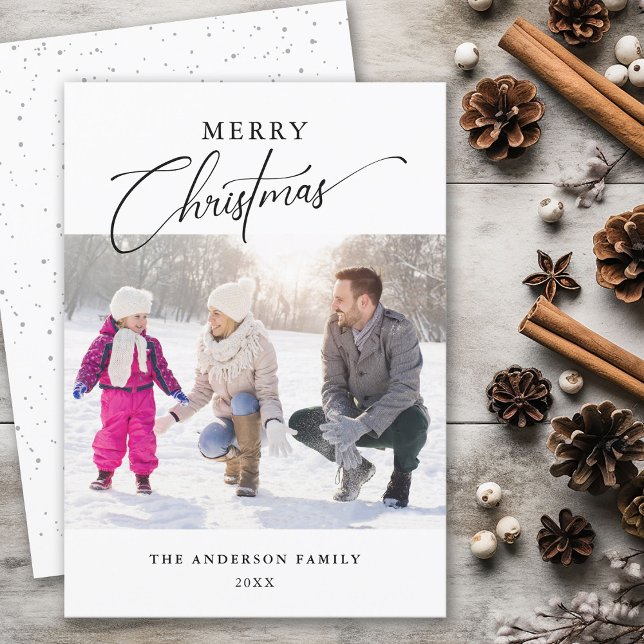 Modern minimal typografi - foto God jul Julkort (Skapare uppladdad)