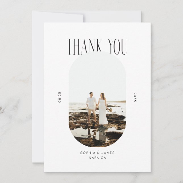 Modern Minimal Typografi Foto Oval  Tack Kort (Framsida)