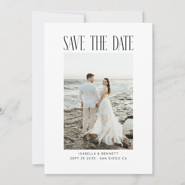 Modern Minimal Typografi Foto  Spara Datumet (Framsida)