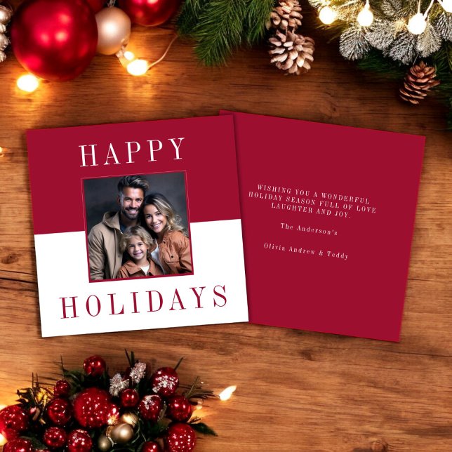 Modern minimal typografi glad helg inbjudningar (modern red and white festive christmas card , fully editable and instant download available)