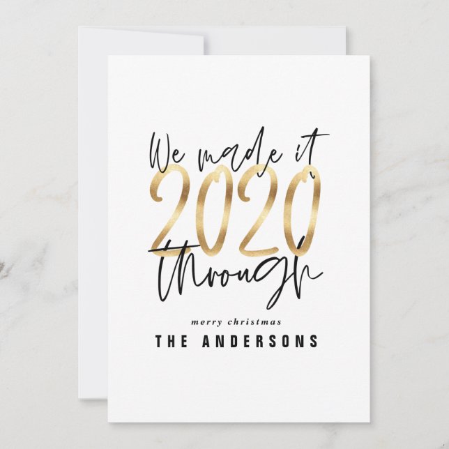 Modern minimal typografi guld chic helgdag 2020 julkort (Framsida)