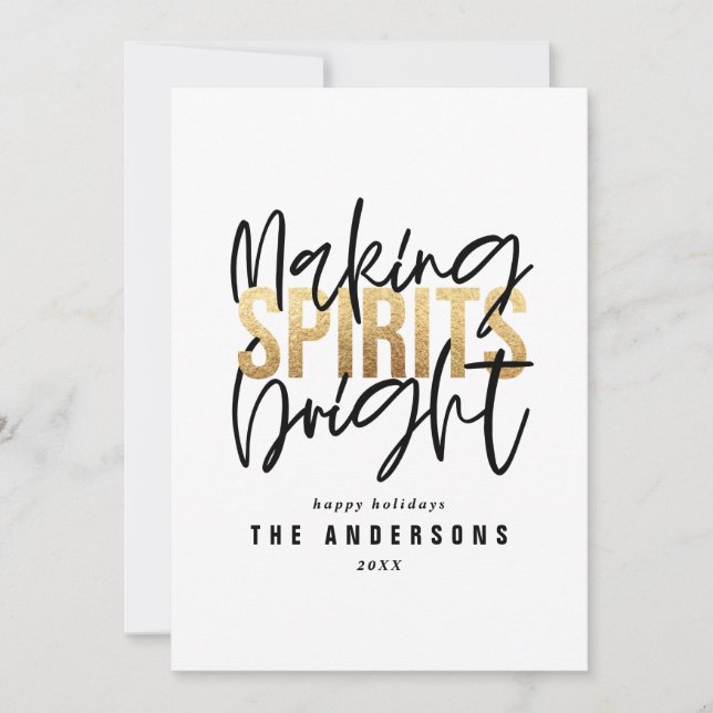 Modern minimal typografi guld chic helgdag julkort (Framsida)