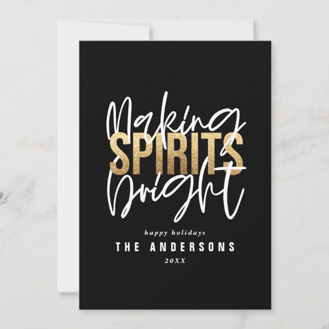 Modern minimal typografi guld chic helgdag julkort (Framsida)