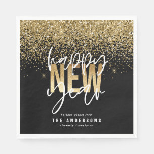 Modern minimal typografi guld nya år helgdag pappersservett