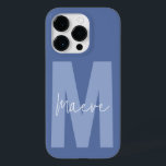 Modern minimal typografi i monogram dammblått<br><div class="desc">Modern minimal typografi i monogram dammig blå och vit elegant,  enkel,  unik personlig-telefonhylsa.</div>