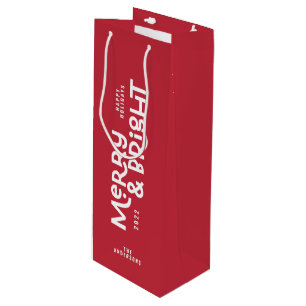 Modern minimal typografi - merry och bright vin gi