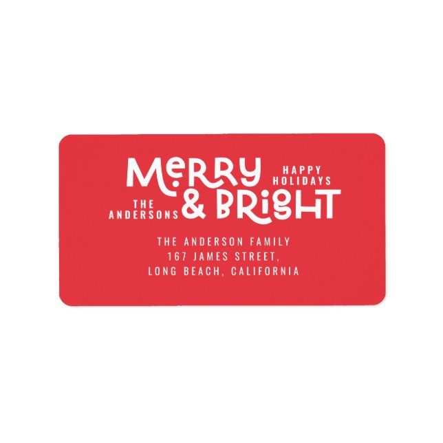 Modern minimal typografi - merry och smart adressetikett (Framsidan)