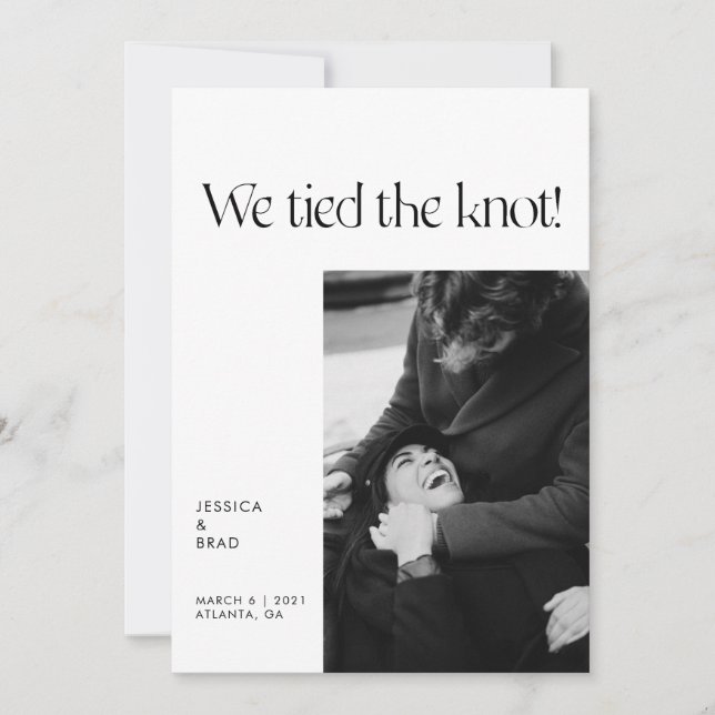 Modern minimal typografi Ny gifta Elopement Meddelande (Framsida)