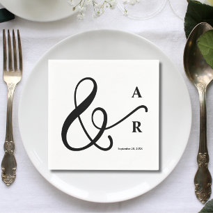 Modern Minimal Typografi Par Monogram Bröllop Pappersservett