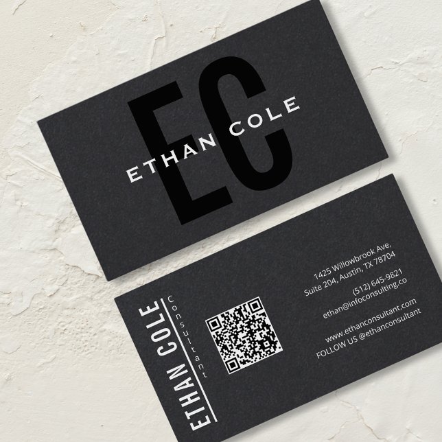 Modern minimal typografi professionell QR-kod Visitkort (Skapare uppladdad)