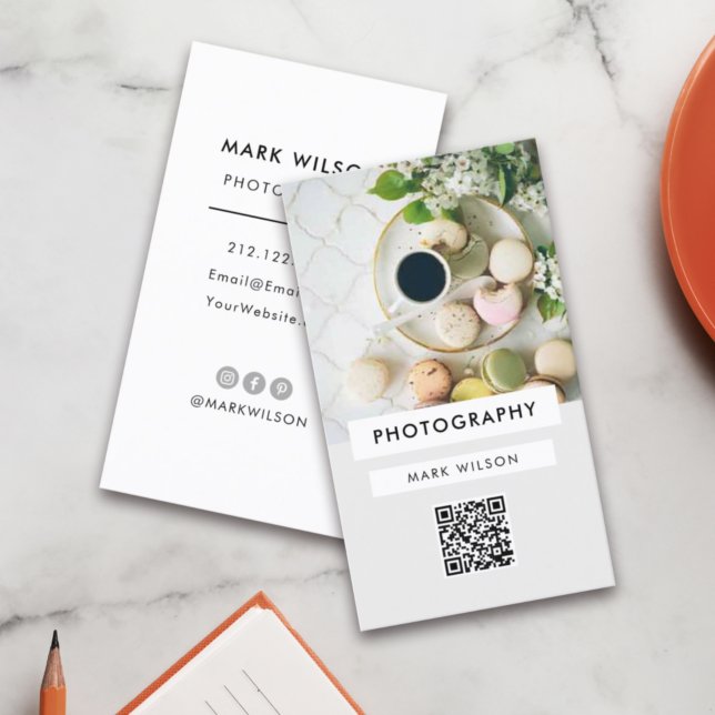 Modern minimal typografi - QR-kod för fotoskrivare Visitkort (Skapare uppladdad)