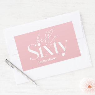 Modern minimal typografi rosa 60 år rektangulärt klistermärke