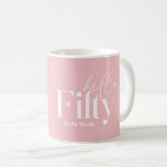 Modern minimal typografi rosa foto 50 år kaffemugg<br><div class="desc">Modern minimal typografi, enkel rosa och vit 50-årsfotogåva från mugg. En del av en contemporary.</div>