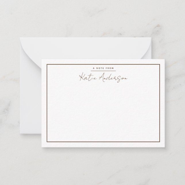 Modern Minimal Typografi Skript Brun Notkorth Anteckningskort (Framsida)