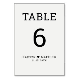 Modern minimal typografi svart på Grått Bröllop Bordsnummer