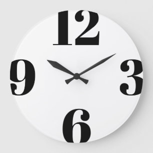 Modern minimal typografi svart vit stor klocka