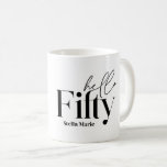 Modern minimal typografibild 50-årsdag kaffemugg<br><div class="desc">Modern minimal typografi,  enkel svart och vit fotogåva på 50 års födelsedag i mugg. En del av en contemporary.</div>