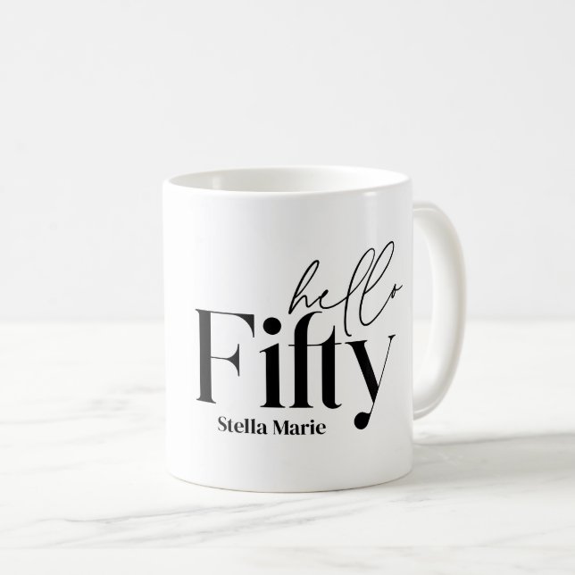 Modern minimal typografibild 50-årsdag kaffemugg (Framsida höger)