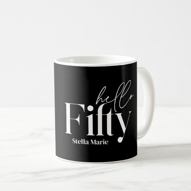 Modern minimal typografibild 50-årsdag kaffemugg (Framsida höger)